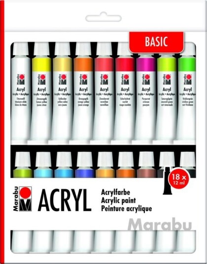Marabu Acryl Basic Multi Acryl Maling Væske 12 Ml 18 Stykker | Marabu Acryl Basic Multi Acryl Maling Væske 12 Ml 18 Stykker |