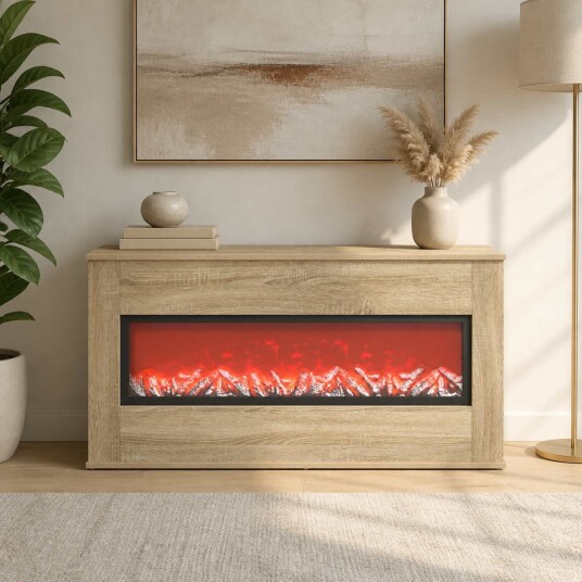 vidaXL Elektrisk peis Sonoma 114 x 18 x 58,5 cm Konstruert tre