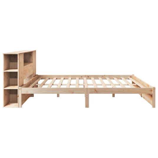 Seng med bokhylle uten madrass 180x200 cm heltre furu 3322365