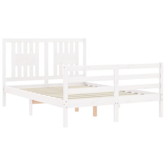 vidaXL Sengeramme med hodegavl hvit 4FT small double heltre