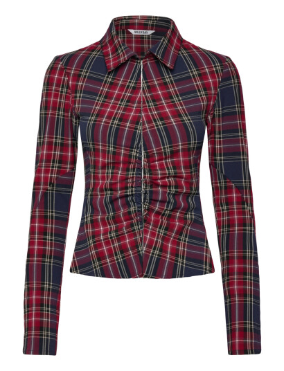 Weekday Long-Sleeved Fitted Satin Shirt - Red - 34