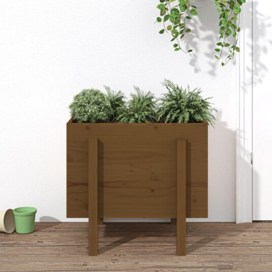 Plantekasse honningbrun 62x50x57 cm heltre furu