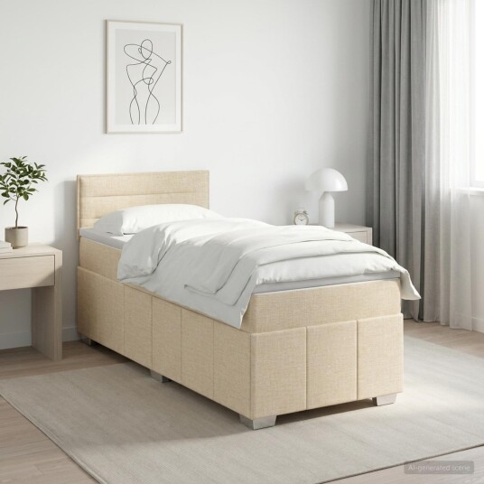 vidaXL Kontinentalseng med madrass Krem 80 x 200 cm Stoff