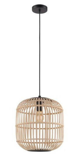Eglo Bordesley Taklampe Ø12 cm, Sort/Tre/natur