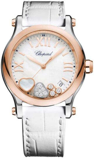 Chopard Dameklokke 278582 6009 Happy Sport Hvit/Lær Ø36 mm