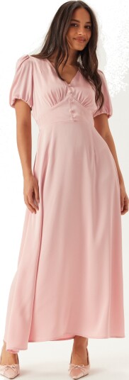 Bubbleroom Satin Short Sleeve Maxi Dress Bubbleroom Satin Short Sleeve Maxi Dress