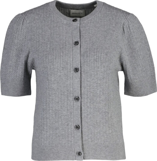 Gant Mini Cable C Neck Cardigan Ss   Grey   XS