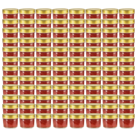 Syltetøyglass med gult lokk 96 stk 110 ml
