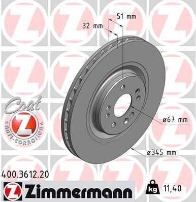 Bremseskive ZIMMERMANN 400.3612.20