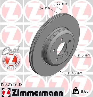 Bremseskive ZIMMERMANN 150.2919.32 Bremseskive ZIMMERMANN 150.2919.32