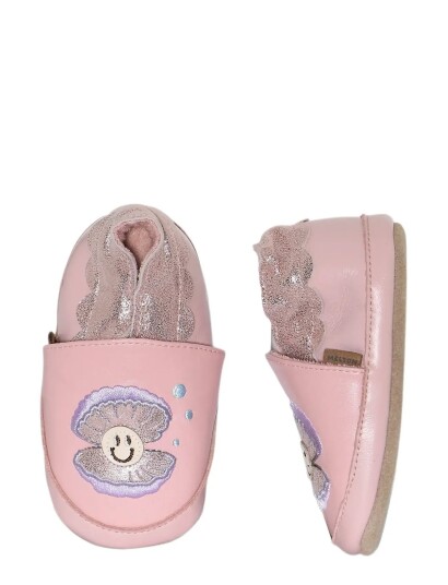 Melton Shell Leather Slippers Pink 16/19