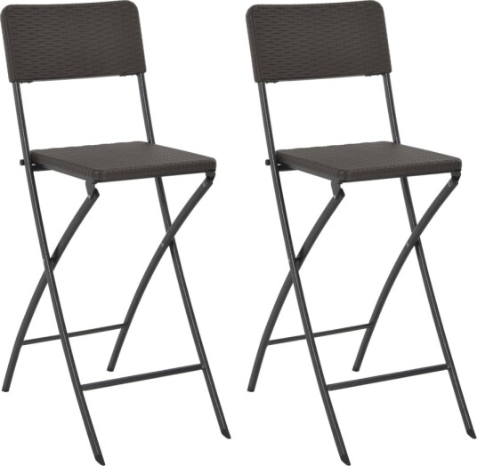 vidaXL Sammenleggbare barstoler 2 stk HDPE og stål brun rottingstil vidaXL Sammenleggbare barstoler 2 stk HDPE og stål brun rottingstil