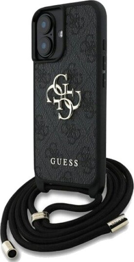 GUESS 4G Big Logo Cord Stap Crossbody Case for iPhone 16 Black