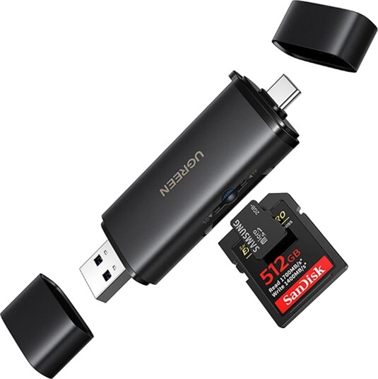 UGREEN 2-i-1 USB-C/USB-A Kortleser for SD og TF-kort UGREEN 2-i-1 USB-C/USB-A Kortleser for SD og TF-kort