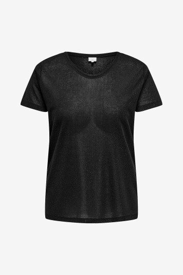 Only Carmakoma - Topp carRex SS V- Neck Lurex Top Ess JR - Svart