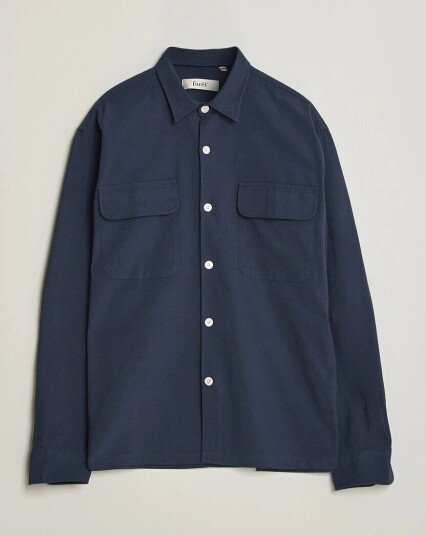 Forét Lunar Relaxed Fit Textured Overshirt Navy