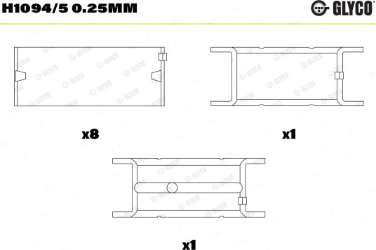 Veivaksellager GLYCO H1094/5 0.25mm