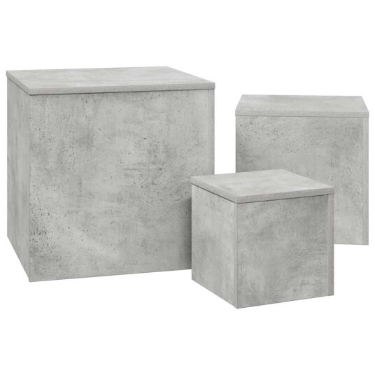 vidaXL Sidebord 3 stk betonggrå sponplate