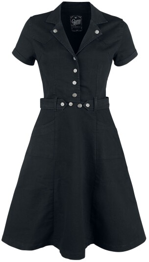 Queen Kerosin Rockabilly Middellang kjole Workwear Kjole S til XL Damer svart Queen Kerosin Rockabilly Middellang kjole Workwear Kjole S til XL Damer svart