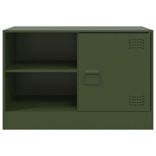  TV-benker 2 stk olivengrønn 67x39x44 cm stål