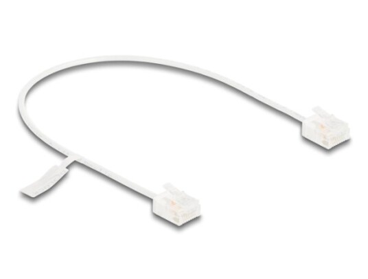 Delock Rj45 Nettverkskabel Cat.6 Utp Ultra Slim 0,3 M Hvit Med Korte Plugger