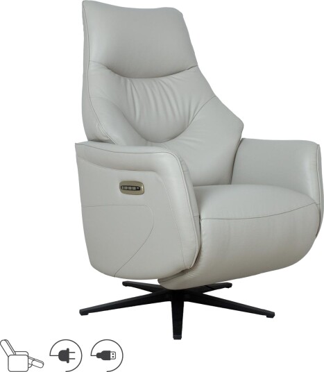 Reclinerlenestol Rosdal med elektrisk mekanisme - beige skinn