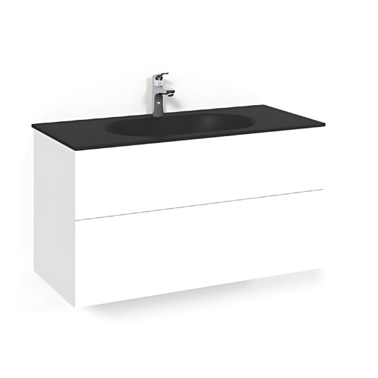 Macro Design Crown Plain Servantskap 2-skuff - med Glasservant Hvit / 100cm Glass Edge Svart Macro Design Crown Plain Servantskap 2-skuff - med Glasservant Hvit / 100cm Glass Edge Svart