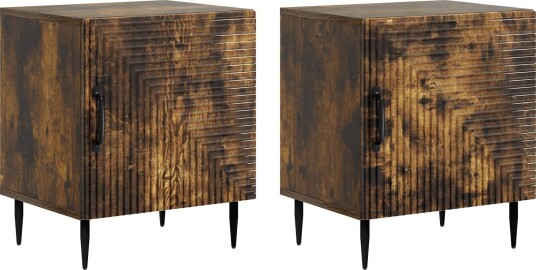 Nattbordskap 2 pcs Røkt Eik 43 x 34,5 x 50 cm Konstruert tre
