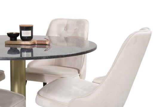 Venture Design Estelle & Velvet spisegruppe Svart/svart 4 st stoler & bord 106 cm