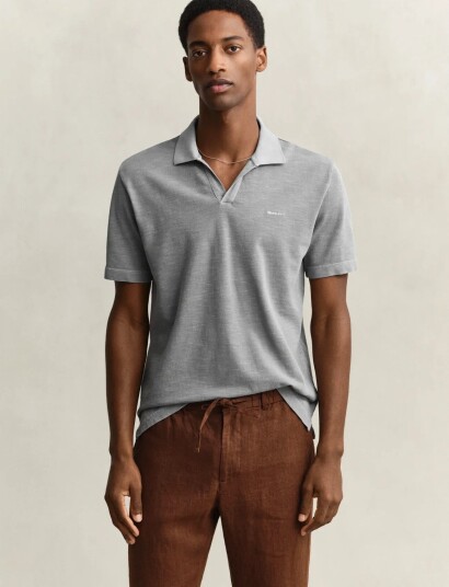 Gant Washed Slub Ss Polo Grey S