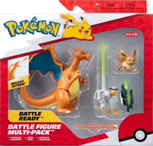 Pokémon Battle Figur Sett - Charizard, Eevee og Sirfetch'd Pokémon Battle Figur Sett - Charizard, Eevee og Sirfetch'd