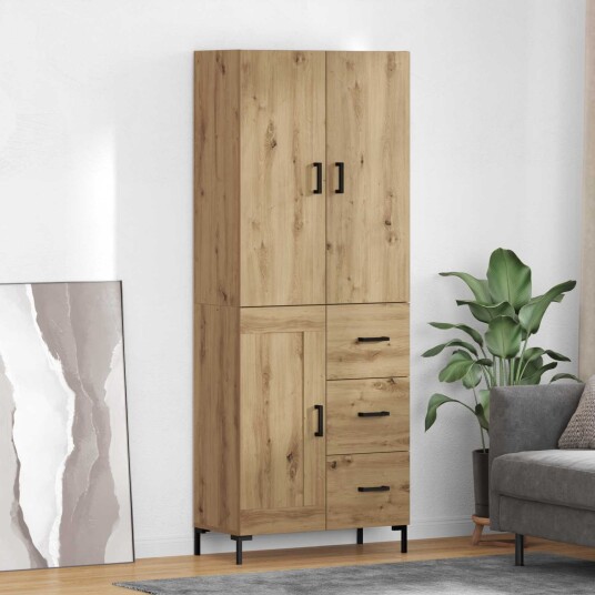  Høyskap med skuff Artisan Eik 69,5 x 34 x 180 cm Konstruert tre