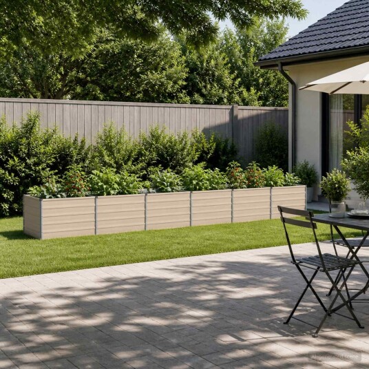 vidaXL Hevet Hagebed Elfenben 480 x 80 x 55 cm kaldvalset stål