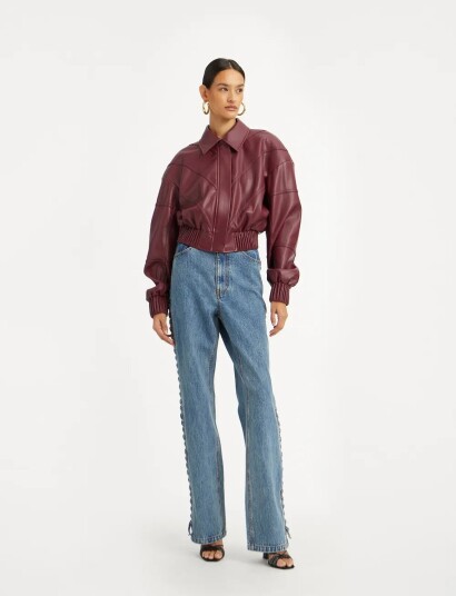 ROTATE Birger Christensen Bomber Jacket Burgundy 40 ROTATE Birger Christensen Bomber Jacket Burgundy 40