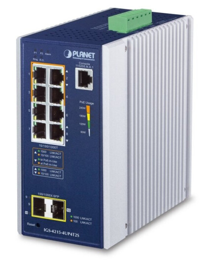Planet Igs-4215-4Up4t2s, Håndtert, L2/L4, Gigabit Ethernet (10/100/1000), Full Tosidig, Strøm Over Ethernet (Poe), Kan Monteres På Vegg
