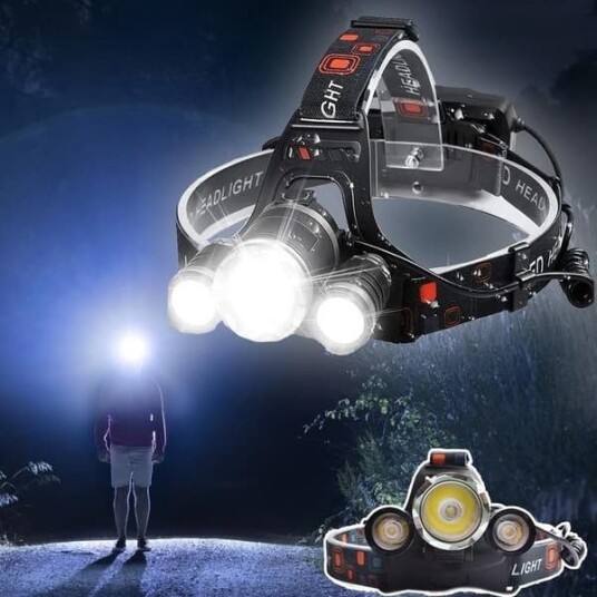 Profesjonell LED-hodelykt (5000 lm) - Multifunksjonell og oppladbar