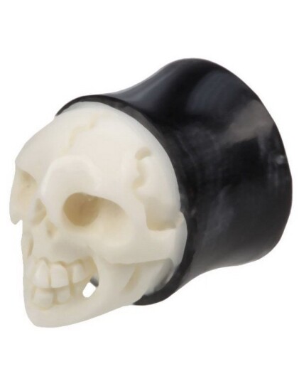 Utgått Carved Horn Skull Organisk Piercing Plugg Strl 18 mm