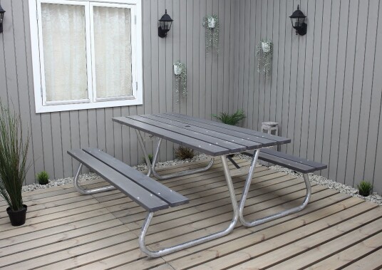 Benkesett Picnic Stabil Askegrå