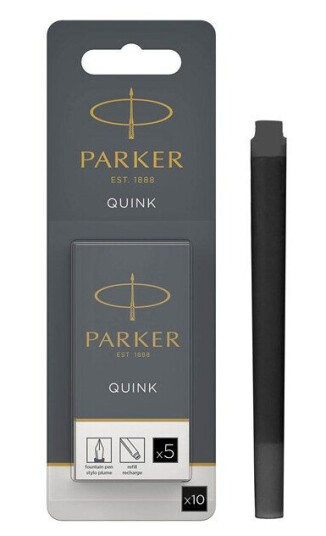 Parker Fountain Pen Ink Refill Cartridges  Long  Svart QUINK Ink  10 Count Blister