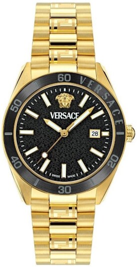 Versace Herreklokke VE8E00624 V Dome Sort/Gulltonet stål Ø42 mm