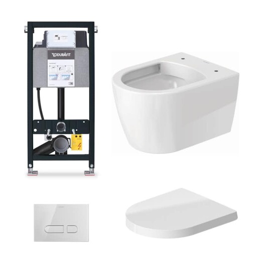Duravit Toalettpakke Vegghengt Me By Starck Wc Fixtur Og Spyleknapp Med Toalettsete