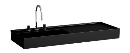 Kartell Laufen servant, 120x46 cm, venstre, matt sort