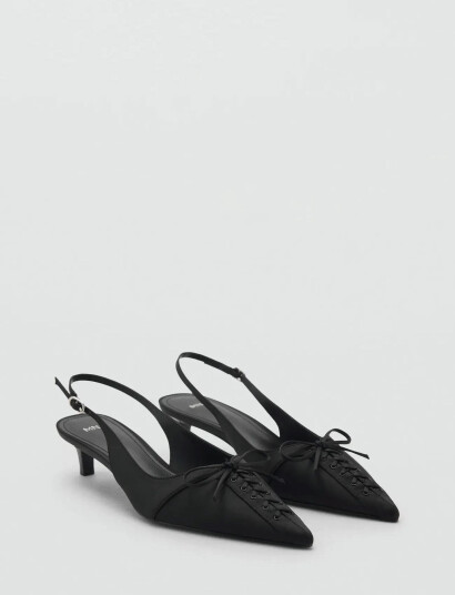 Mango High-Heeled Shoes With Pointed Toe And Bow - Black - 36 Mango High-Heeled Shoes With Pointed Toe And Bow - Black - 36