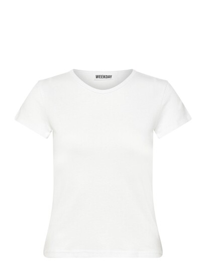 Weekday Slim Short Sleeved V Neck T Shirt White XL