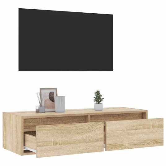 TV-benk med LED-lys sonoma eik 100X35,5x25 cm 8721158663535