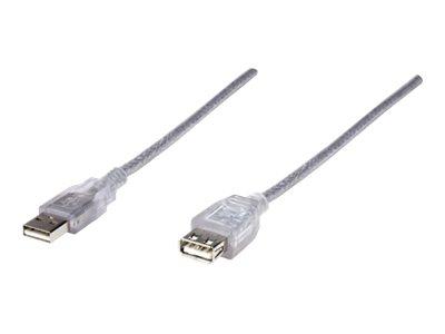 MANHATTAN USB-forlengelseskabel - USB (hann) til USB (hunn) - USB 2.0 - 1.8 m - transparent sølv MANHATTAN USB-forlengelseskabel - USB (hann) til USB (hunn) - USB 2.0 - 1.8 m - transparent sølv