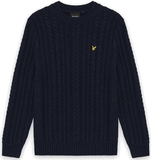 Lyle & Scott Cable Knit Crew Neck Jumper - DARK NAVY MARL - XS