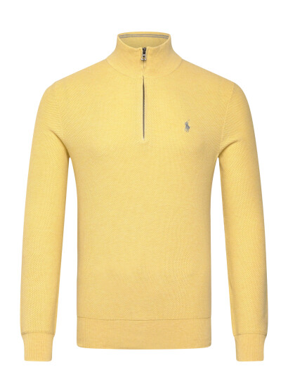 Polo Ralph Lauren Mesh Knit Cotton Quarter Zip Sweater Yellow S Polo Ralph Lauren Mesh Knit Cotton Quarter Zip Sweater Yellow S