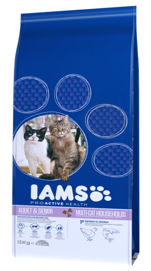 Iams Multi-Cat Tørrfôr med Norsk Laks og Kylling 15 kg