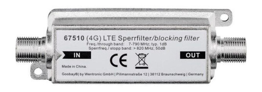 Pro LTE/4G Blocking Filter F female - F female Pro LTE/4G Blocking Filter F female - F female